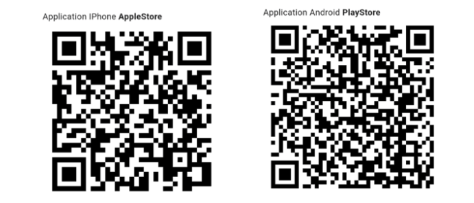 QR codes pour télécharger l’application UFE sur iPhone et Android